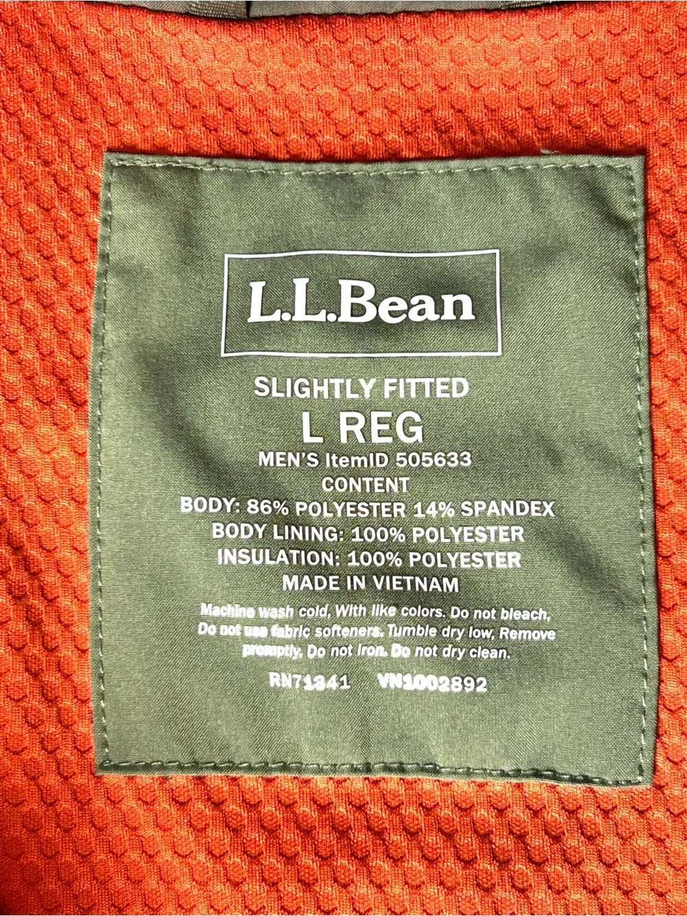 LL Bean Mens L Mountain Classic Vest Brown Olive Full Zip Grid Lined Insulated